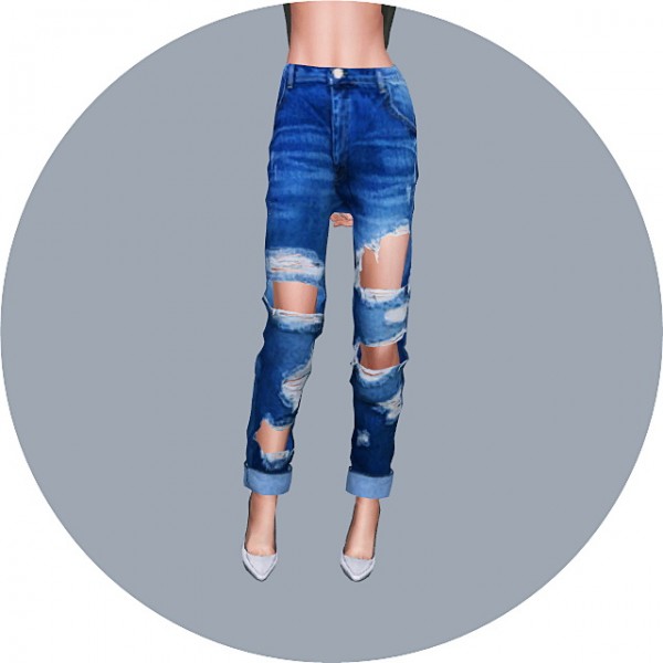  SIMS4 Marigold: Roll Up Destroyed Jeans