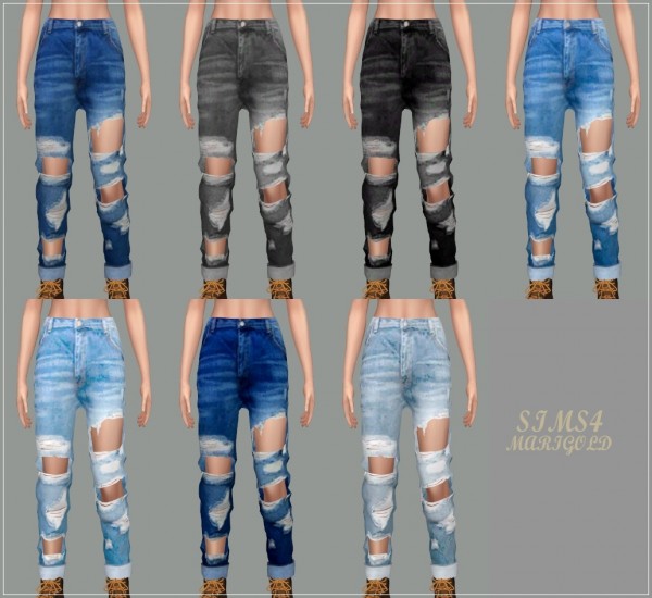  SIMS4 Marigold: Roll Up Destroyed Jeans