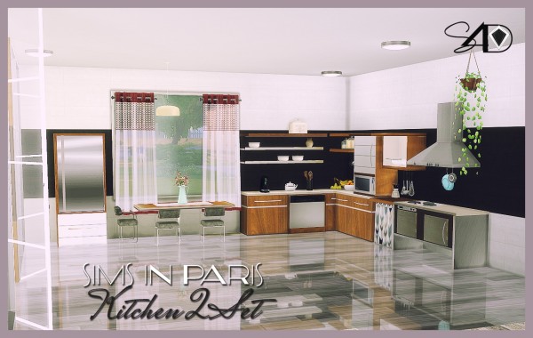  Sims 4 Designs: Sims in Paris Kitchen II converted from TS2 to TS4
