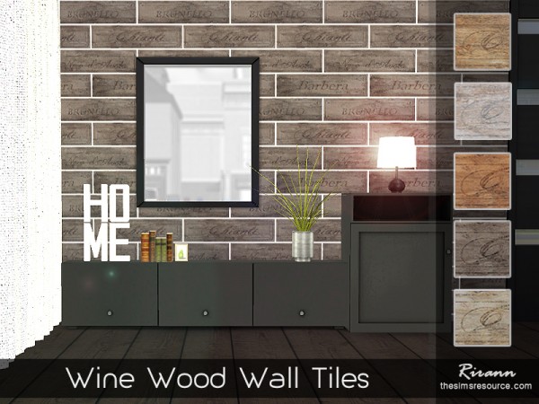  The Sims Resource: Wine Wood Wall Tiles by Rirann