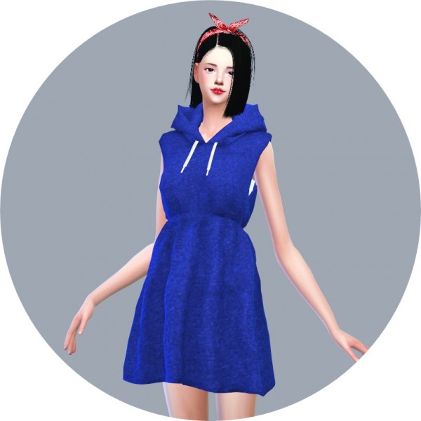  SIMS4 Marigold: Hood Sleeveless Dress
