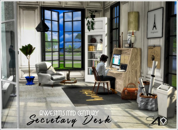  Sims 4 Designs: Secretary Desk Set converted from TS3 to TS4