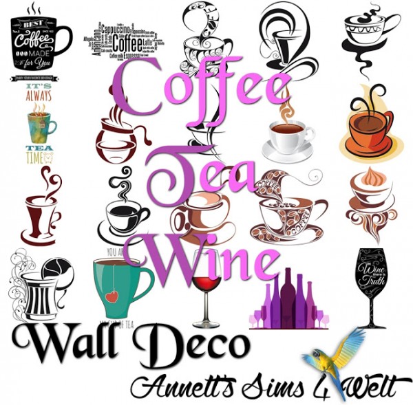  Annett`s Sims 4 Welt: Wall Deco Coffee   Tea   Wine