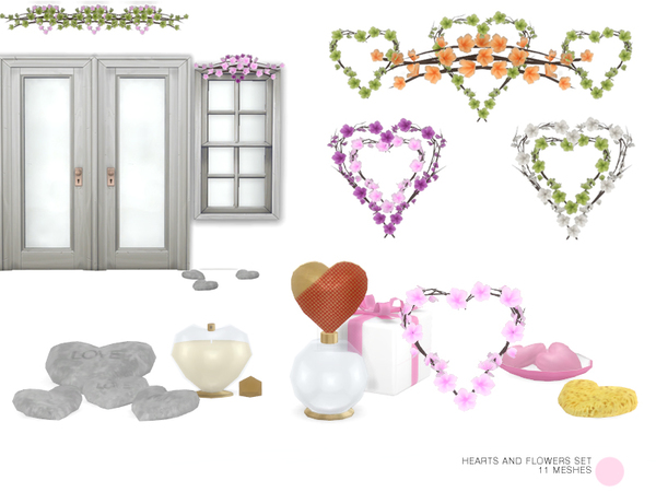  The Sims Resource: Heart And Flowers Set by DOT