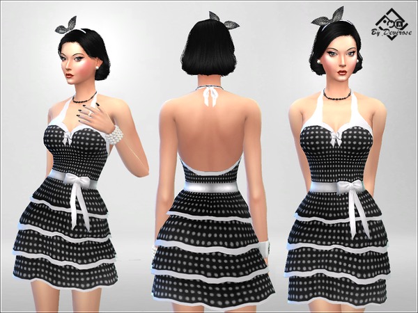  The Sims Resource: PolkaDot Dress by Devirose