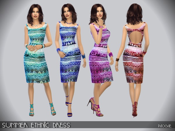 The Sims Resource: Summer Ethnic Dress by Paogae