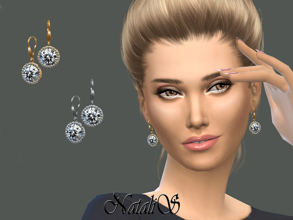  The Sims Resource: Halo daimond drop earrings by NataliS