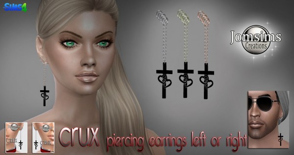  Jom Sims Creations: Crux piercing earrings right or left