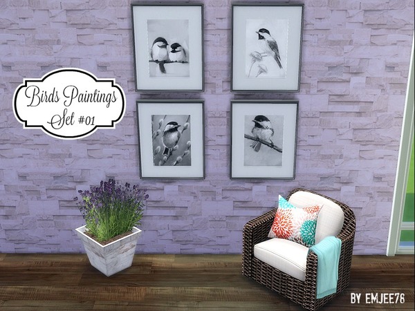  The Sims Resource: Birds Painting Set 01 by Emjee78