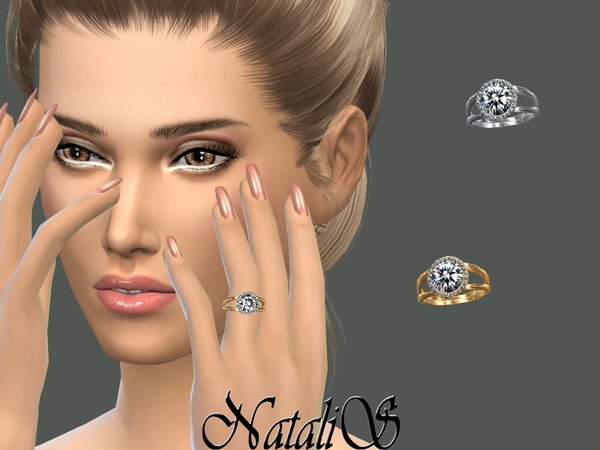  The Sims Resource: Halo diamond engagement ring by NataliS