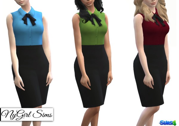  NY Girl Sims: Button and Bow High Skirt Bodycon