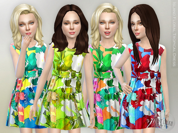  The Sims Resource: Island Floral Tropical Dress by lillka