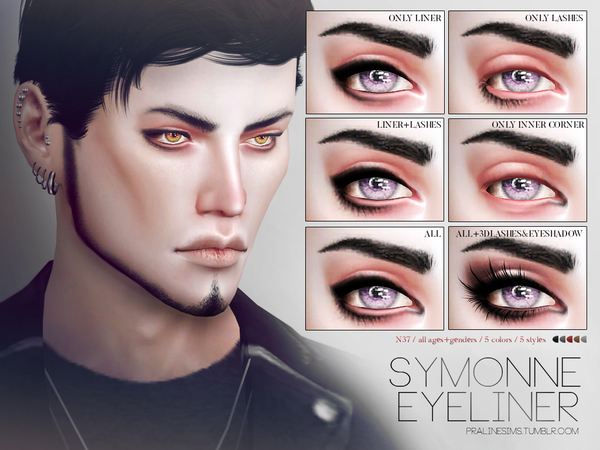  The Sims Resource: Symonne Eyeliner N37 by Pralinesims