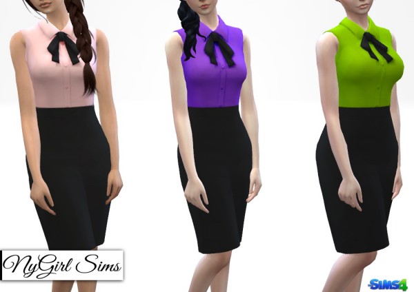  NY Girl Sims: Button and Bow High Skirt Bodycon