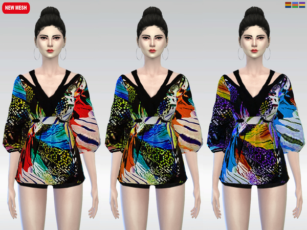  The Sims Resource: Mariposa Kimono Blouse by McLayneSims