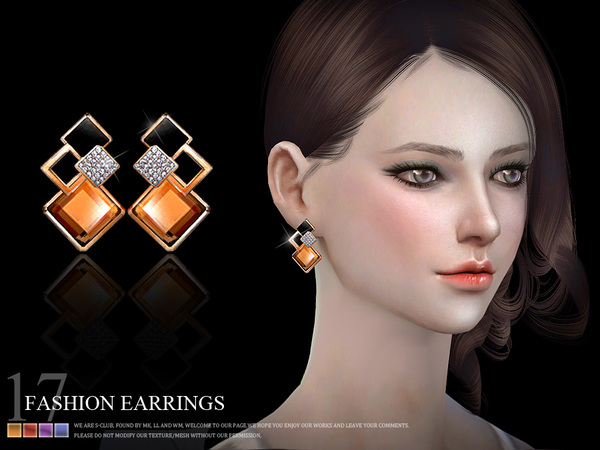  The Sims Resource: Earrings 18F by S Club