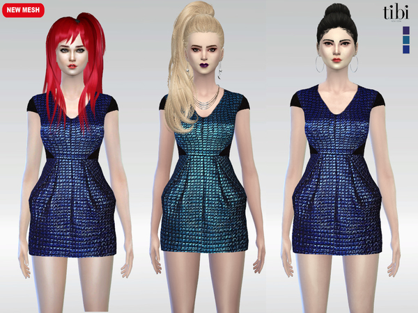  The Sims Resource: Vette Metallic Jacquard Dress by McLayneSims