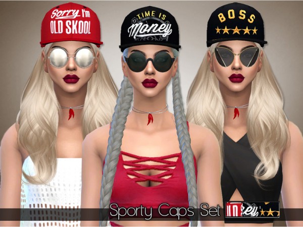  The Sims Resource: Sporty Caps Set by Pinkzombiecupcake