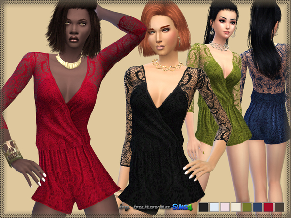  The Sims Resource: Wraparound Overalls Lace by Bukovka
