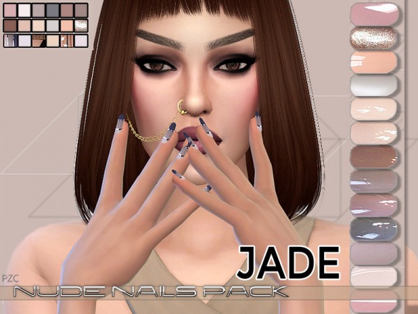 The Sims Resource: Nude Nails Pack Jade by  Pinkzombiecupcakes