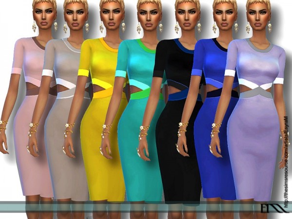  The Sims Resource: Cut Out Bodycon Dress by EsyraM