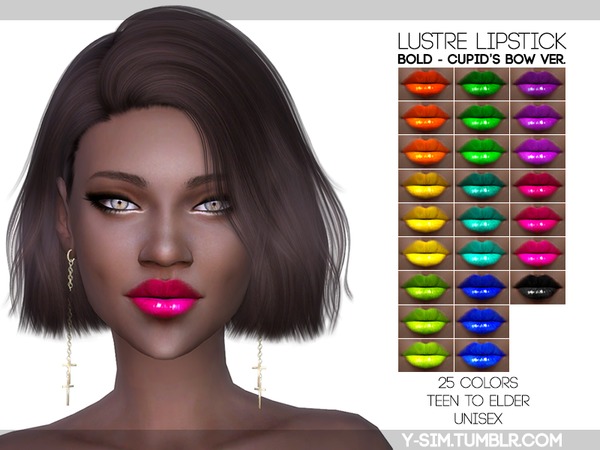  The Sims Resource: Lustre Lipstick   Bold Bow by Y Sim