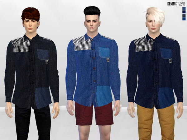 The Sims Resource: Tiled Show Button Up Shirt by McLayneSims