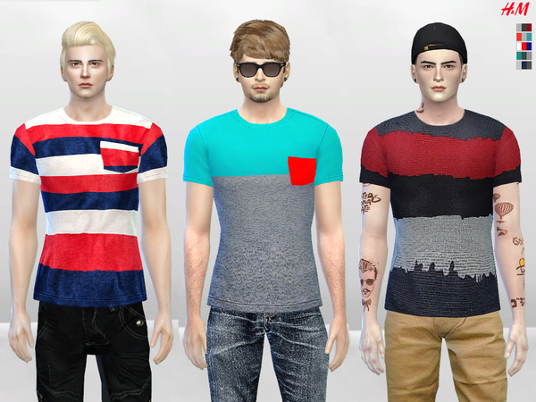  The Sims Resource: Striped and Curved Slim Fit Tees by McLayneSims