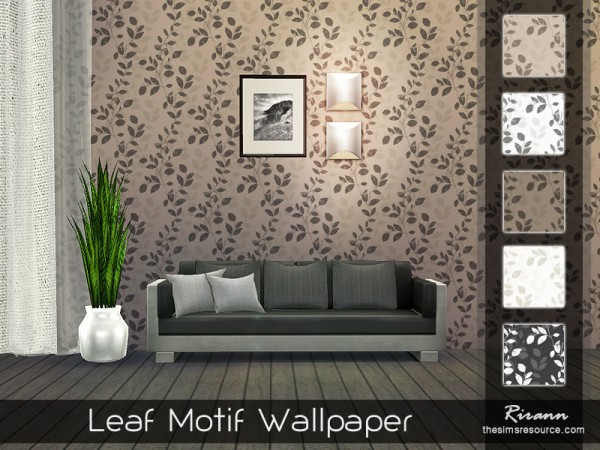  The Sims Resource: Leaf Motif Wallpaper by Rirann