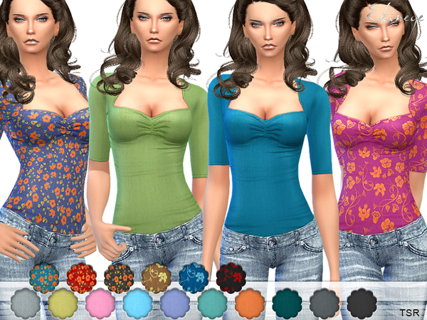  The Sims Resource: Sweetheart Neck Top by Ekinege