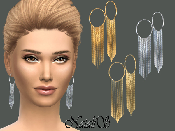  The Sims Resource: Hanging chain drop earrings by NataliS
