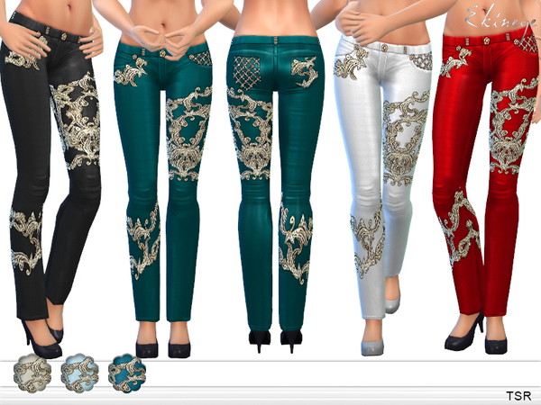  The Sims Resource: Embellished Leather Pants by ekinege