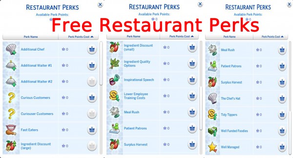  Mod The Sims: Simstopics Free Restaurant Perks!  by devilgurl
