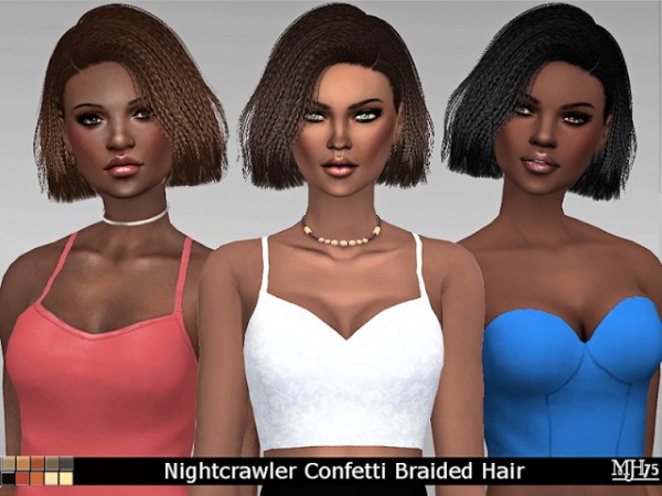  Sims Addictions: Nightcrawler`s Confetti Hair Braided