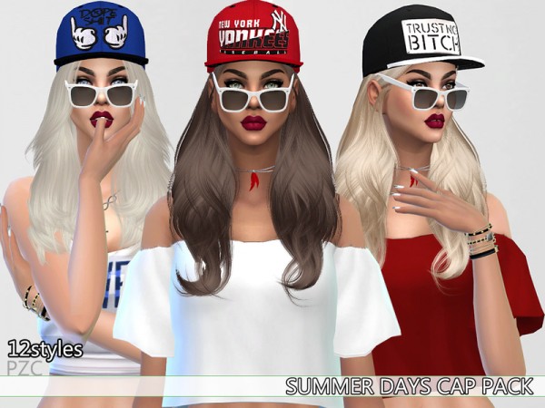  The Sims Resource: Summer Days Cap Pack by Pinkzombiecupcake