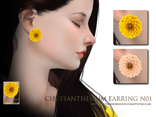  The Sims Resource: Chrysanthemum earring N01