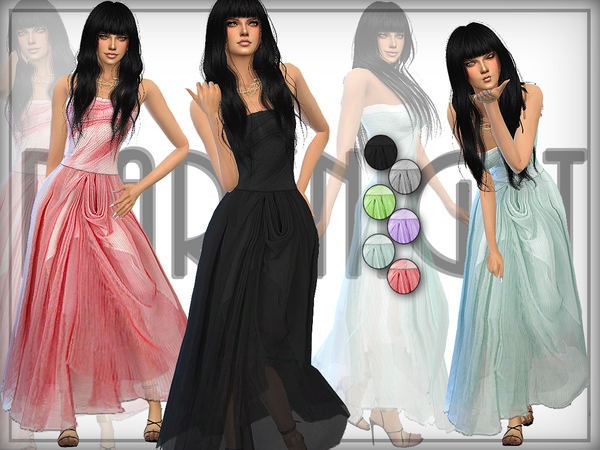 The Sims Resource: Sleeveless Draped Gown by DarkNighTt