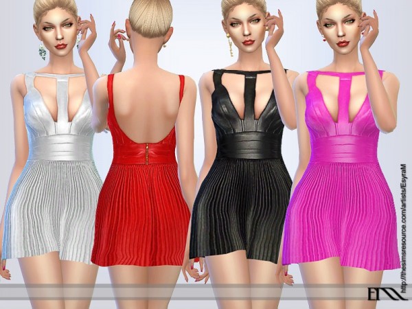  The Sims Resource: Pleated Leather dress by EsyraM