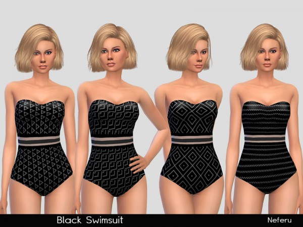  The Sims Resource: Black Swimsuit by Neferu
