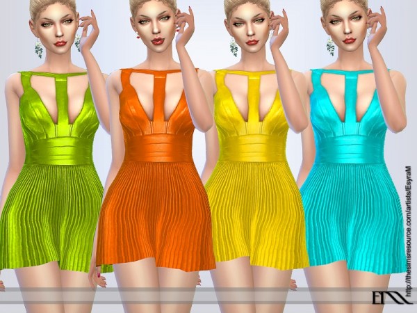  The Sims Resource: Pleated Leather dress by EsyraM