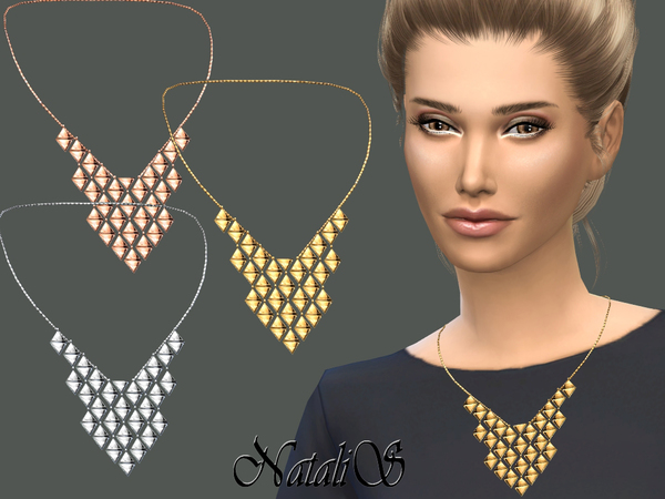  The Sims Resource: Triangles Chandelier Necklace by NataliS