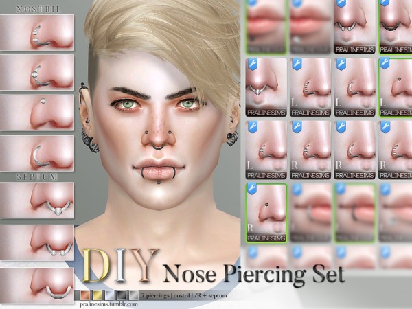  The Sims Resource: Nose Piercing Set by Pralinesims