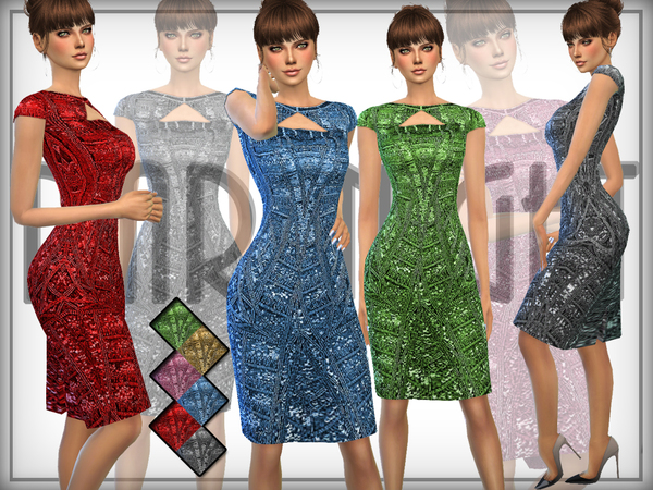  The Sims Resource: Sequin Stones Dress by DarkNighTt