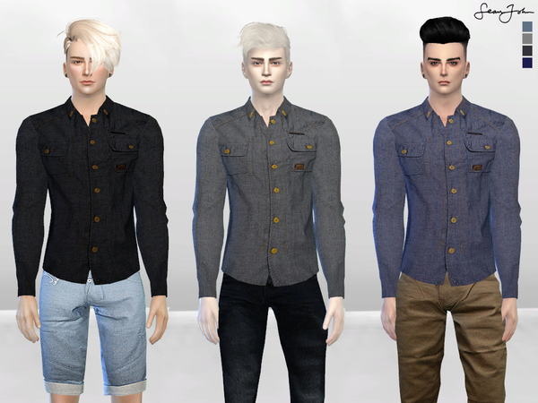  The Sims Resource: Zander Button Up Shirt by McLayneSims