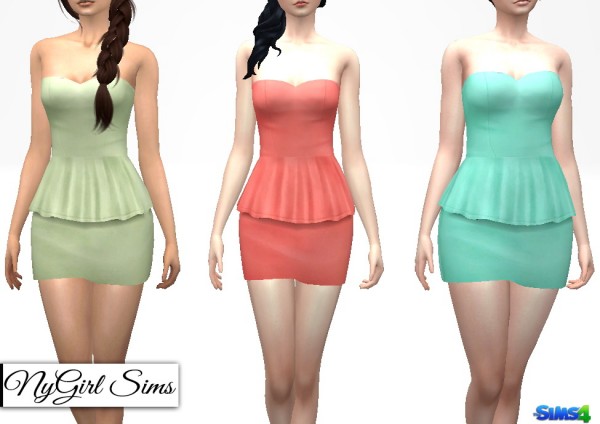  NY Girl Sims: Strapless Peplum Mini Dress