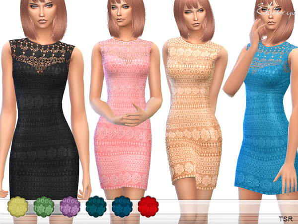  The Sims Resource: Crochet Panel Dress by Ekinege