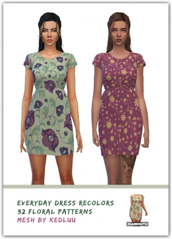  Simsworkshop: Everyday Dress Recolors Floral Version
