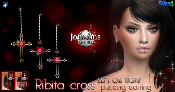  Jom Sims Creations: Ribita cross piercing earrings