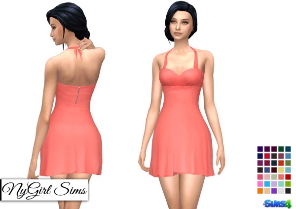 NY Girl Sims: Flared Halter Cocktail Dress