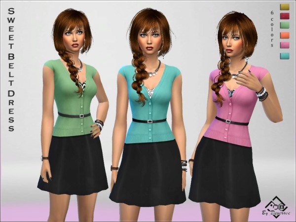  The Sims Resource: Sweet Belt Dress by Devirose